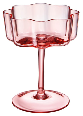 Flower Wave Coupe Cocktail Colored Glasses Set of 5 – Fall Holiday Party Drinkware