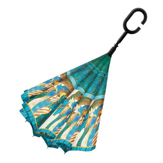 Laurel Burch Sky Mares Reverse Inverted Umbrella – Hands-Free, Windproof - Earlier Design