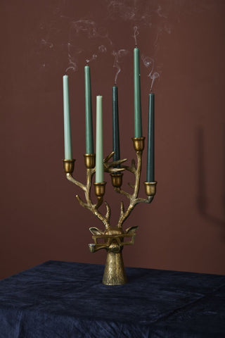 Antiqued Metal Reindeer Head Candelabra