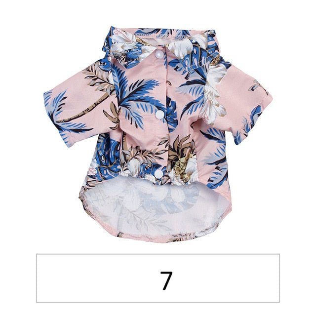 Hawaiian Pet Dog Summer Shirt – Coconut Tree & Pineapple Print