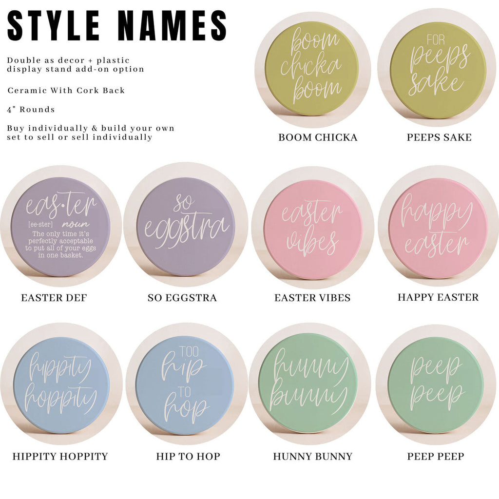 Easter & Spring Ceramic Coasters – Matte Finish Seasonal Collection (4