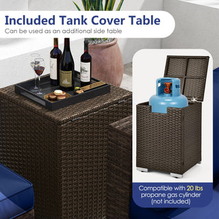 7-Piece PE Rattan Sectional Set with 32-Inch Gas Fire Pit Table and Tank Cover