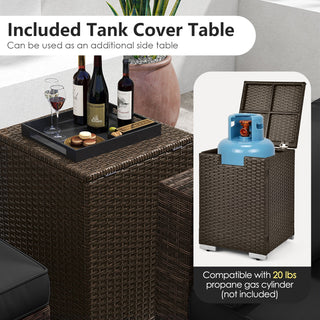 7-Piece PE Rattan Sectional Set with 32-Inch Gas Fire Pit Table and Tank Cover