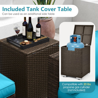 7-Piece PE Rattan Sectional Set with 32-Inch Gas Fire Pit Table and Tank Cover