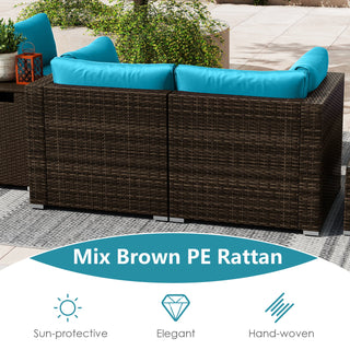 7-Piece PE Rattan Sectional Set with 32-Inch Gas Fire Pit Table and Tank Cover