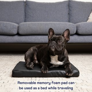 PupProtector™ Cool-to-Touch Vegan Leather Memory Foam Dog Car Bed – Black