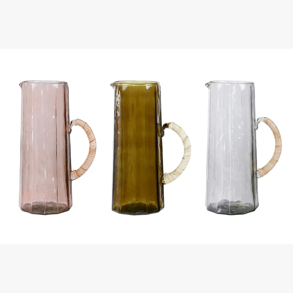 Brown Handblown Hammered Glass Water Pitcher