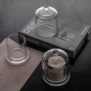 Clear Glass Candle Holder with Decorative Cover