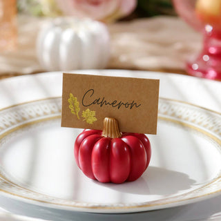 Burgundy & Blush Pink Pumpkin Place Card Holders – Set of 6