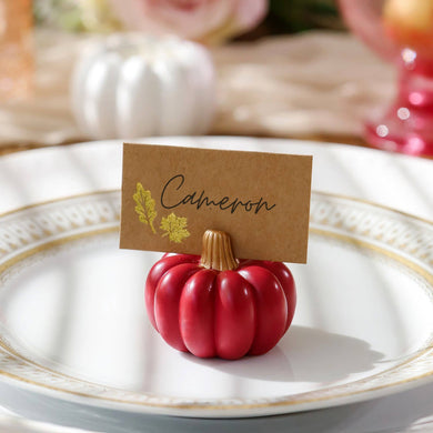 Burgundy & Blush Pink Pumpkin Place Card Holders – Set of 6
