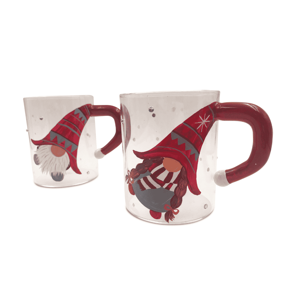 3D Christmas Gnome Glass Coffee Mug