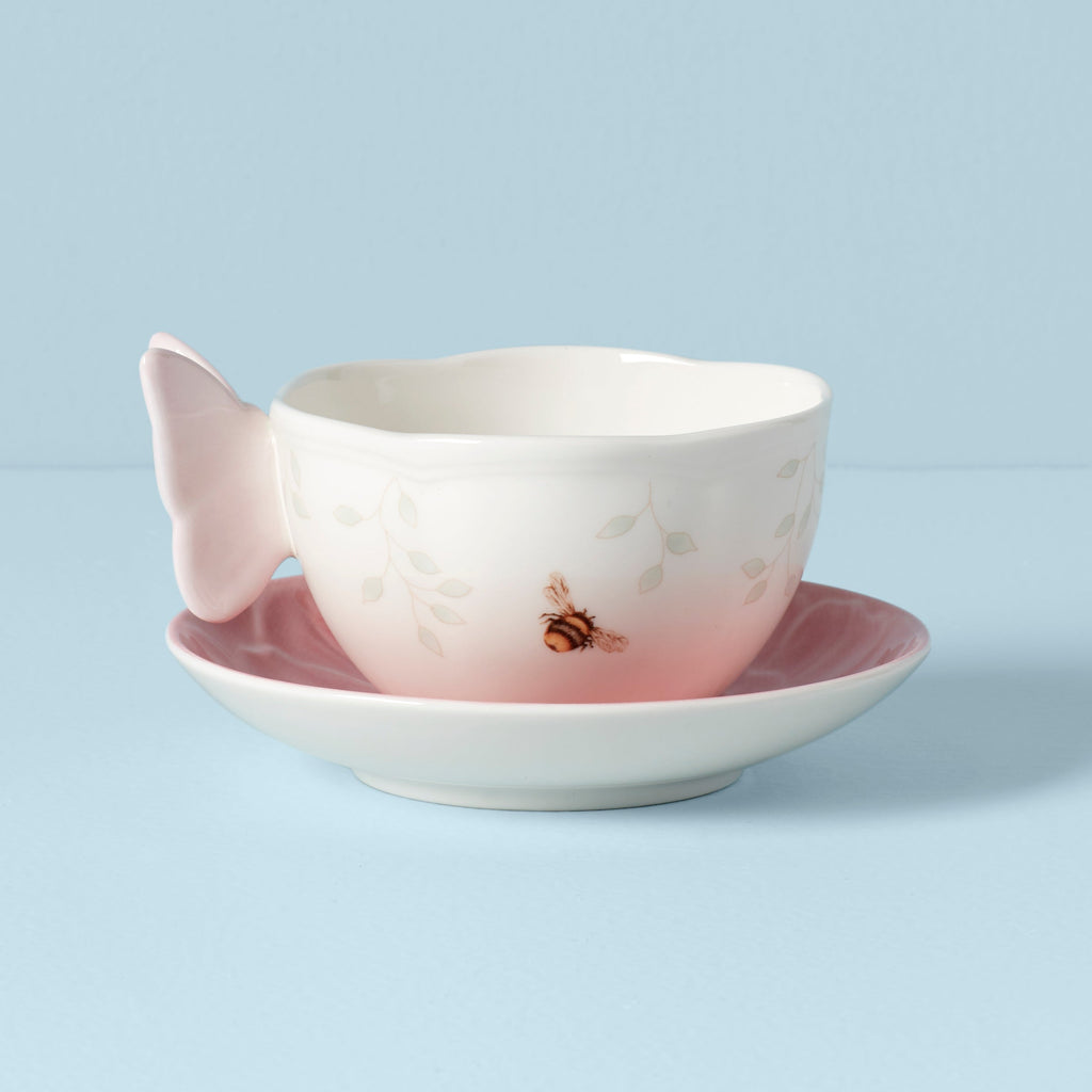 Lenox Butterfly Meadow Floral Pink Cup & Saucer, porcelain (view 2)