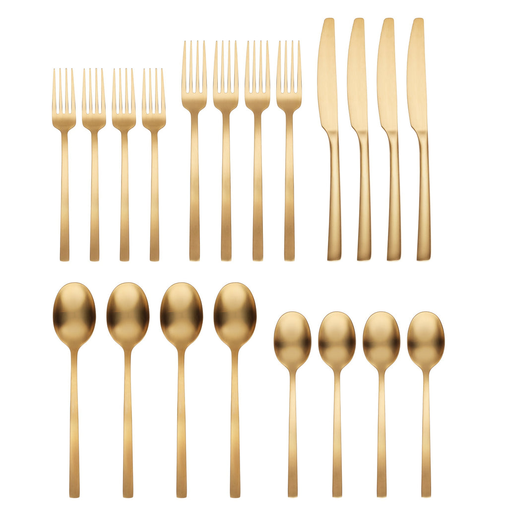 Cambridge Beacon Gold Satin 20-Piece Flatware Set, 18/0 stainless steel (view 2)