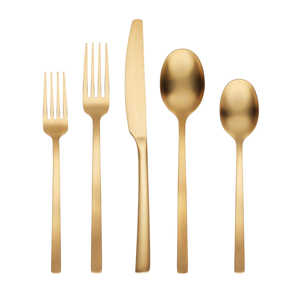 Cambridge Beacon Gold Satin 20-Piece Flatware Set, 18/0 stainless steel