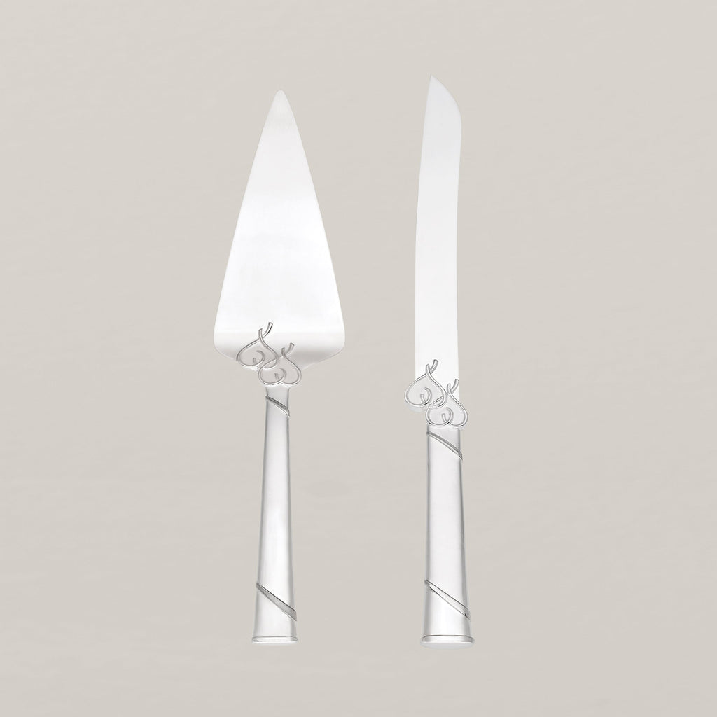 Lenox True Love Cake Knife & Server, silverplate/stainless steel