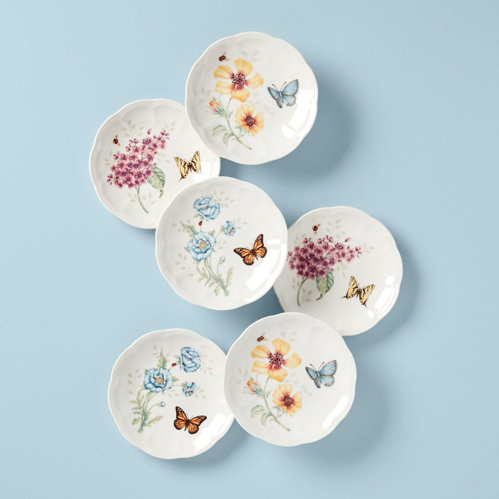 Lenox Butterfly Meadow 6-Piece Tidbit Plate Set, porcelain
