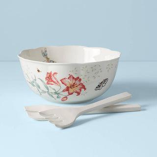 Lenox Butterfly Meadow Salad Bowl & Servers, porcelain