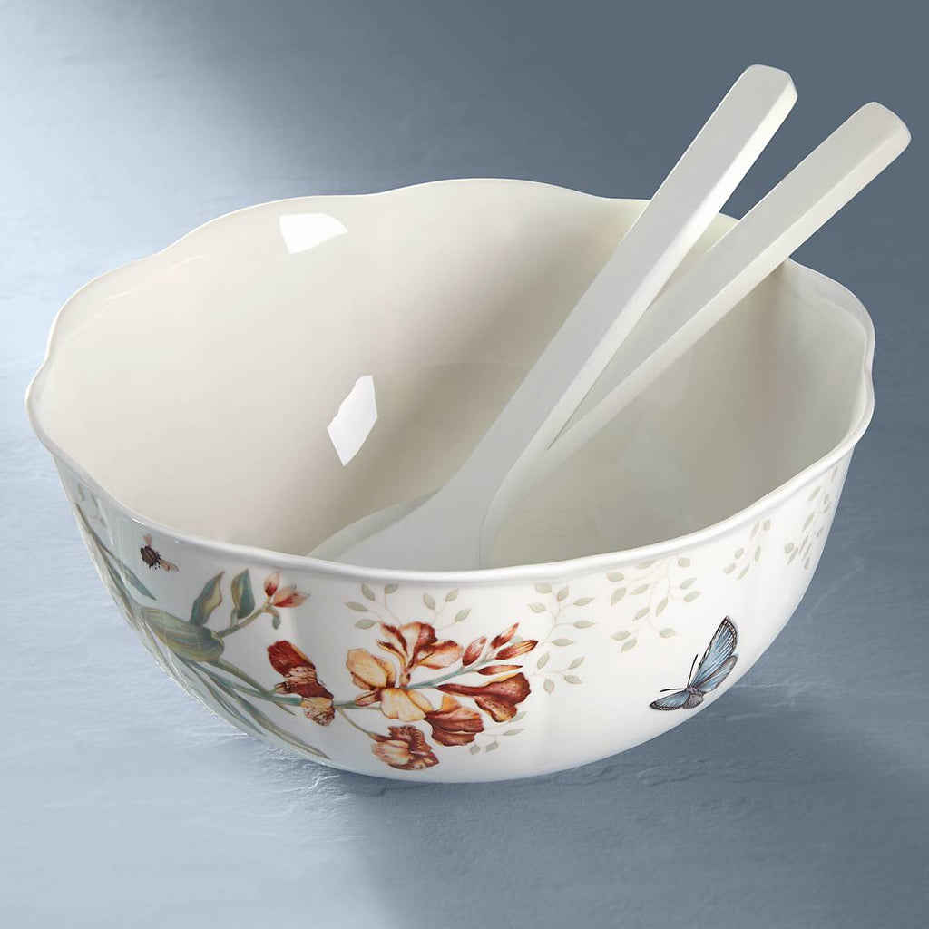 Lenox Butterfly Meadow Salad Bowl & Servers, porcelain (view 4)