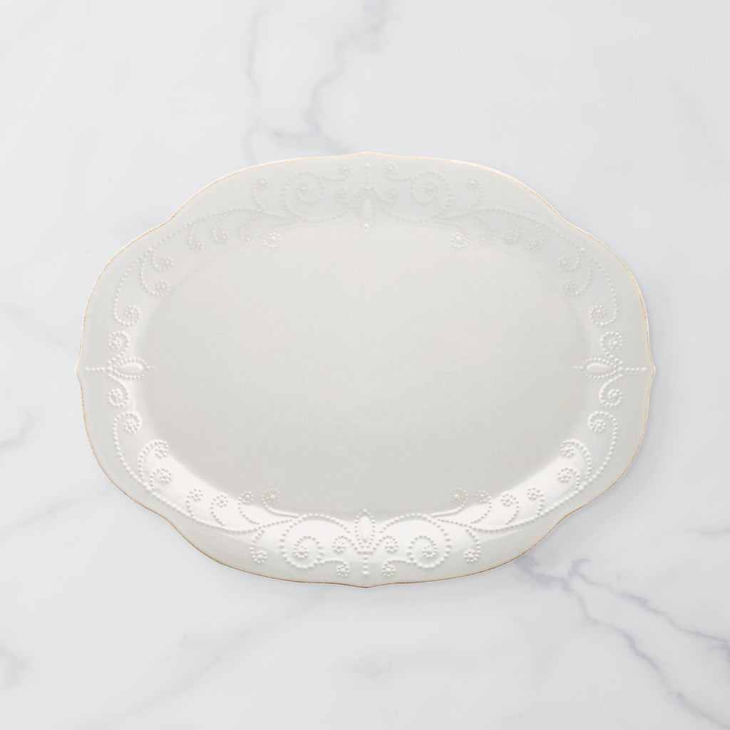 Lenox French Perle White Oval Serving Platter, stoneware