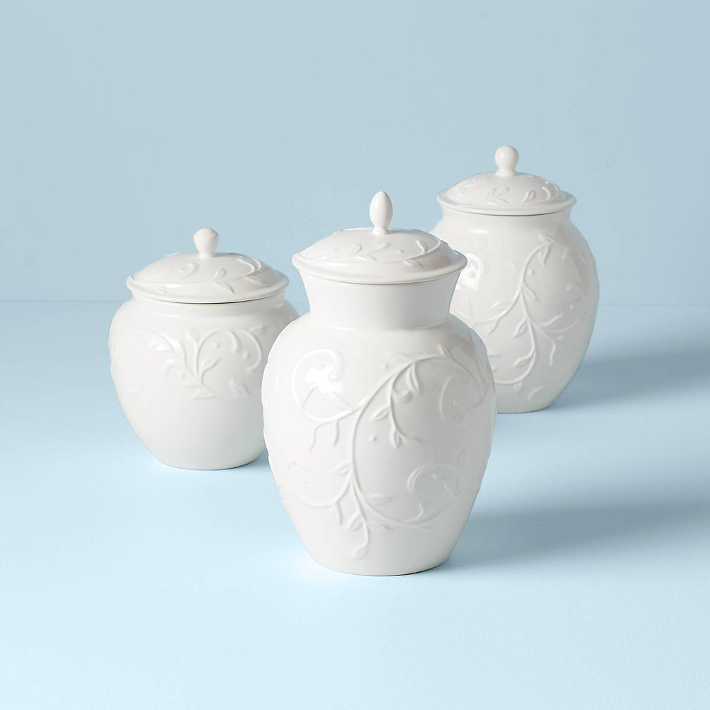 Lenox Opal Innocence Carved 3-Piece Canister Set, earthenware