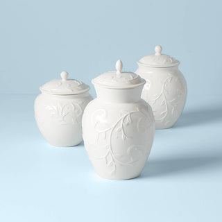 Lenox Opal Innocence Carved 3-Piece Canister Set, earthenware