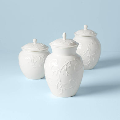 Lenox Opal Innocence Carved 3-Piece Canister Set, earthenware