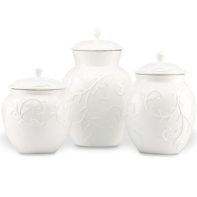 Lenox Opal Innocence Carved 3-Piece Canister Set, earthenware (view 2)