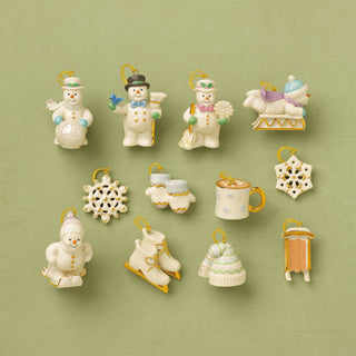 Lenox Snow Pals 12-Piece Mini Ornament Set, porcelain