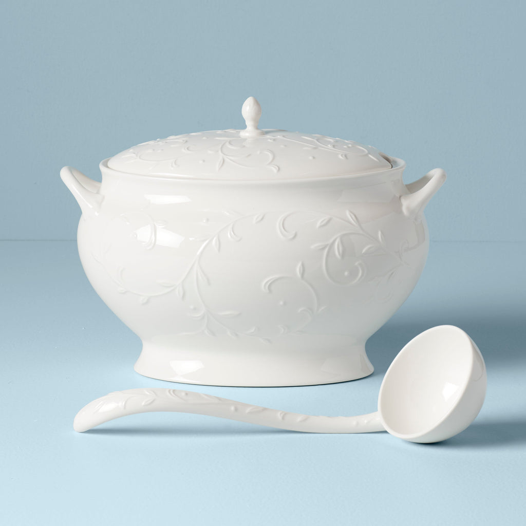 Lenox Opal Innocence Carved Soup Tureen Set, porcelain
