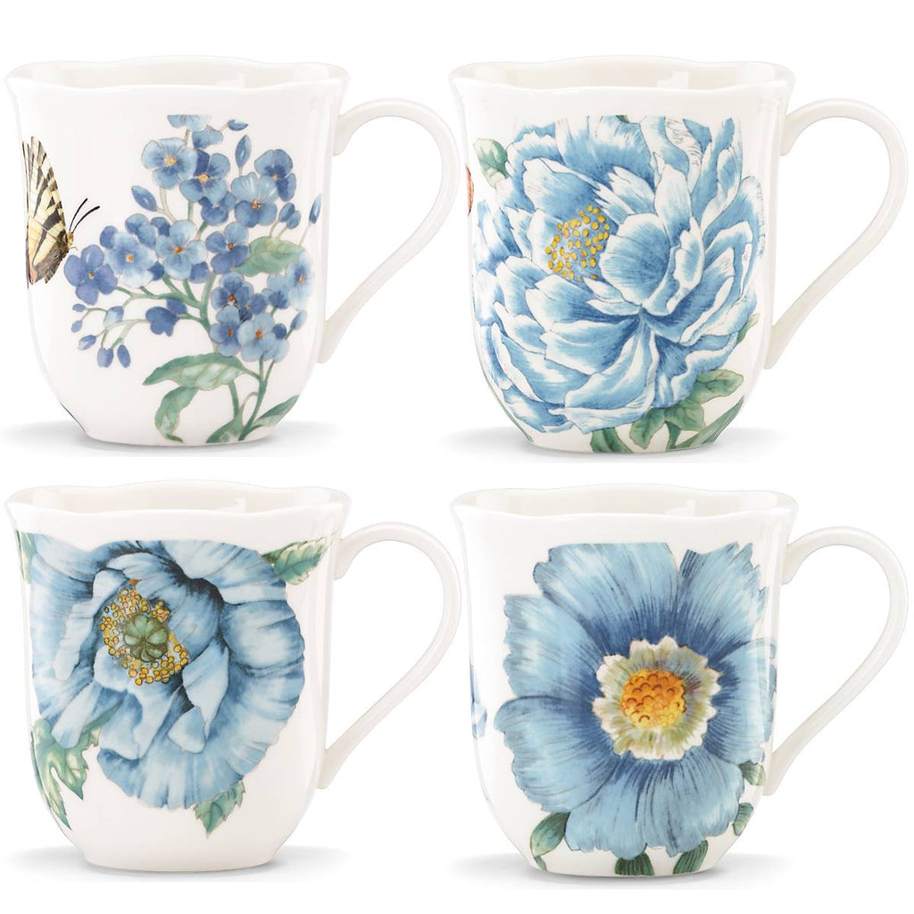 Lenox Butterfly Meadow Blue Mugs, Set of 4, porcelain (view 2)
