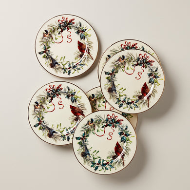 Lenox Winter Greetings Salad Plates, Set of 6, porcelain