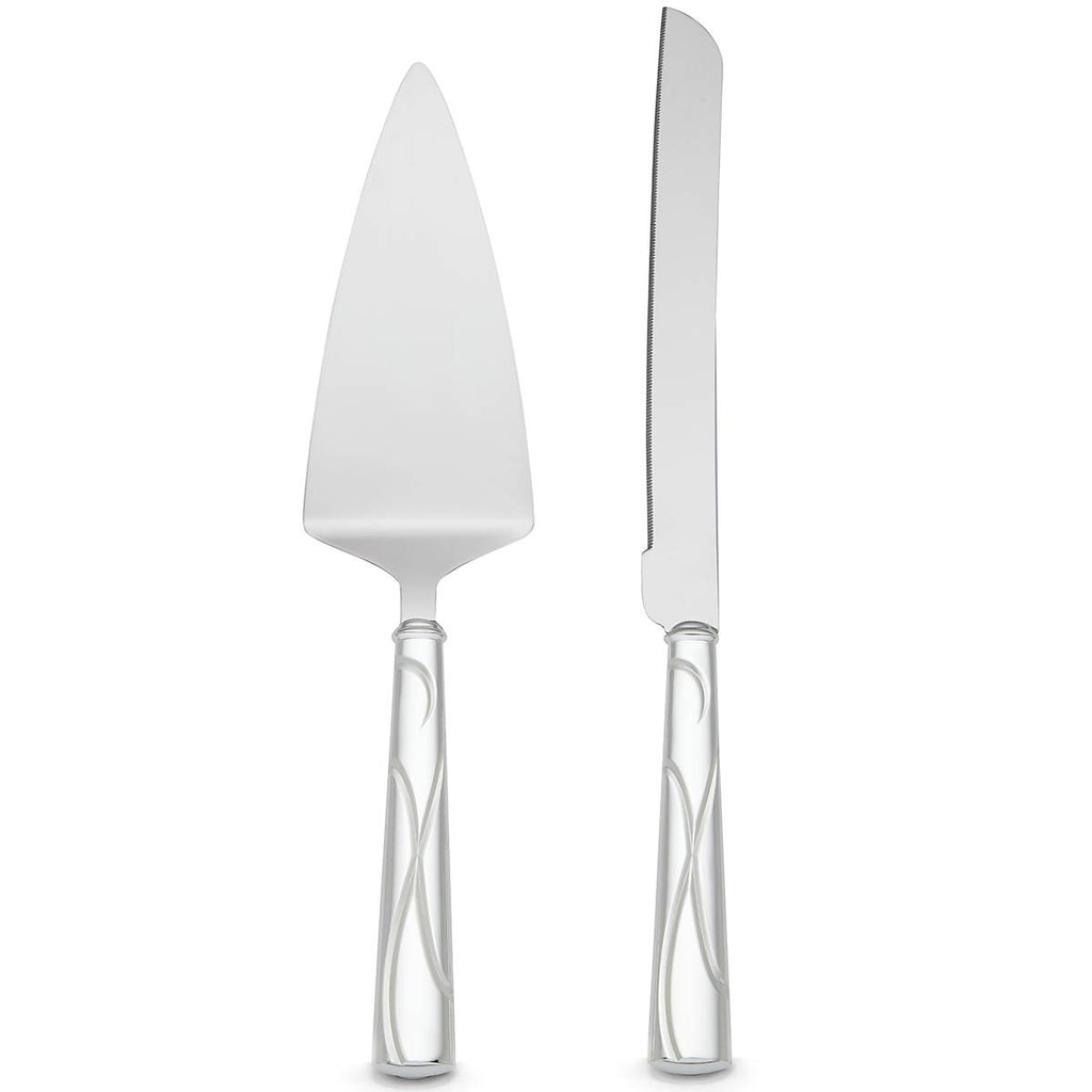 Lenox Adorn 2-Piece Cake Knife & Server Dessert Set, silverplate/zinc alloy