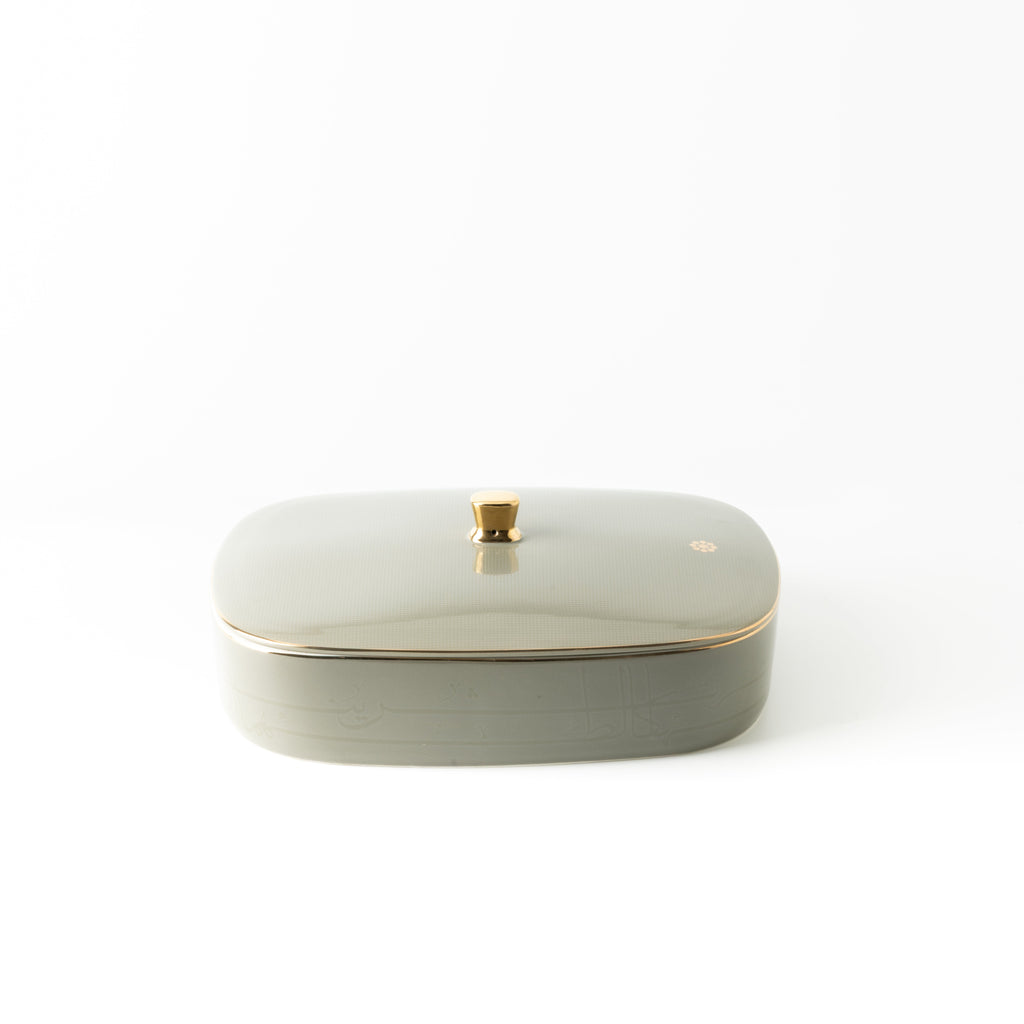 Mirral - Large Decorative Canister - Grey & Gold