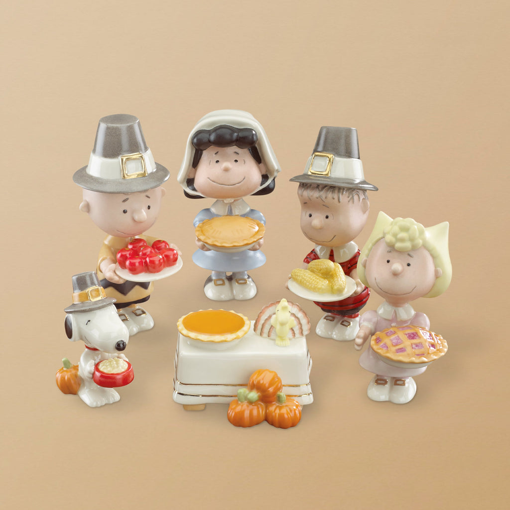 Lenox Peanuts Thanksgiving 6-Piece Figurine Set, porcelain