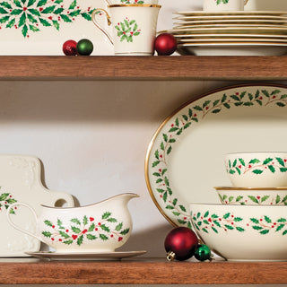 Lenox Holiday Gravy Boat & Stand, porcelain (view 2)