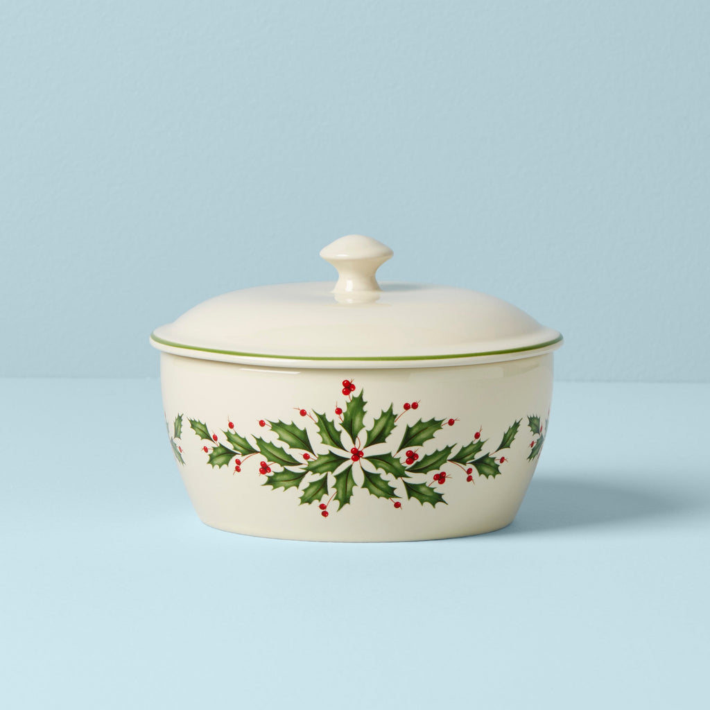 Lenox Holiday Covered Casserole Dish, porcelain