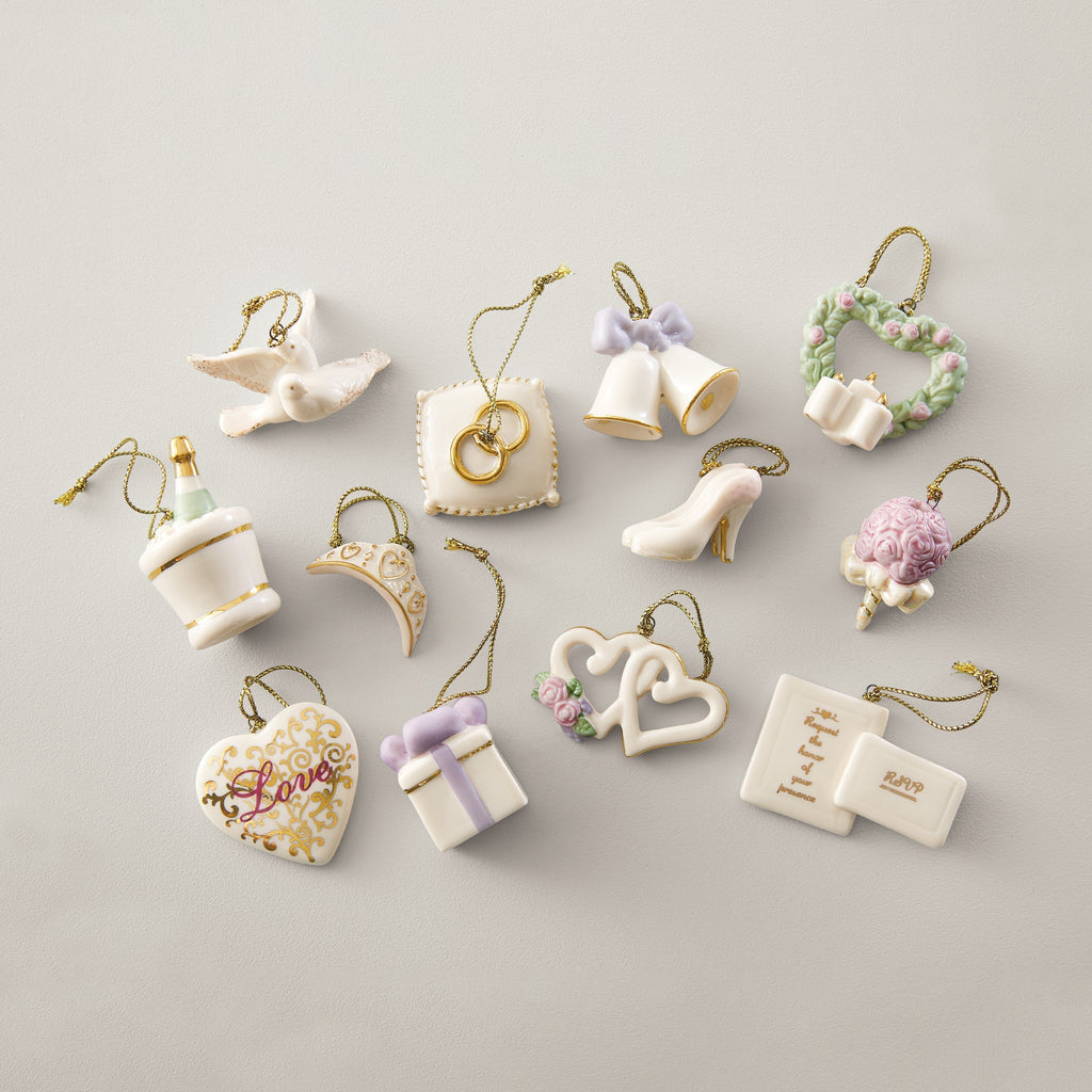 Lenox Wedding Bliss 12-Piece Mini Ornament Set, porcelain