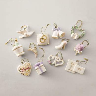 Lenox Wedding Bliss 12-Piece Mini Ornament Set, porcelain