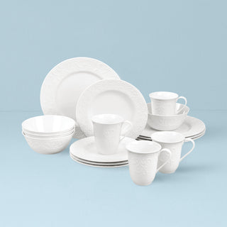 Lenox Opal Innocence Carved 16-Piece Dinnerware Set, porcelain