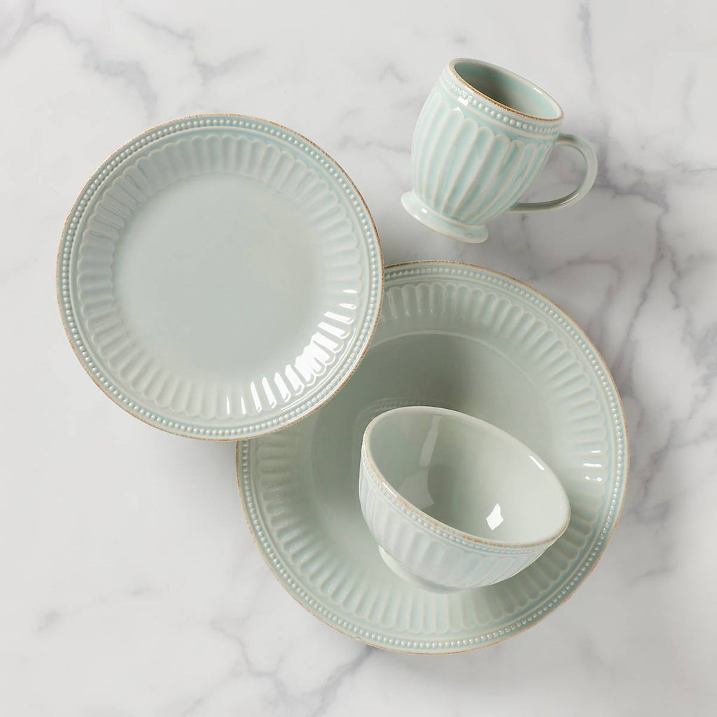 Lenox French Perle Groove Ice Blue 4-Piece Place Setting, stoneware