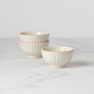 Lenox French Perle Groove White Mini 3-Piece Bowl Set, stoneware