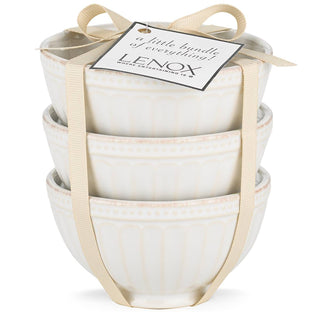 Lenox French Perle Groove White Mini 3-Piece Bowl Set, stoneware (view 2)
