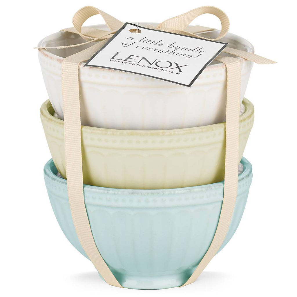 Lenox French Perle Groove Assorted Mini 3-Piece Bowl Set, stoneware (view 2)