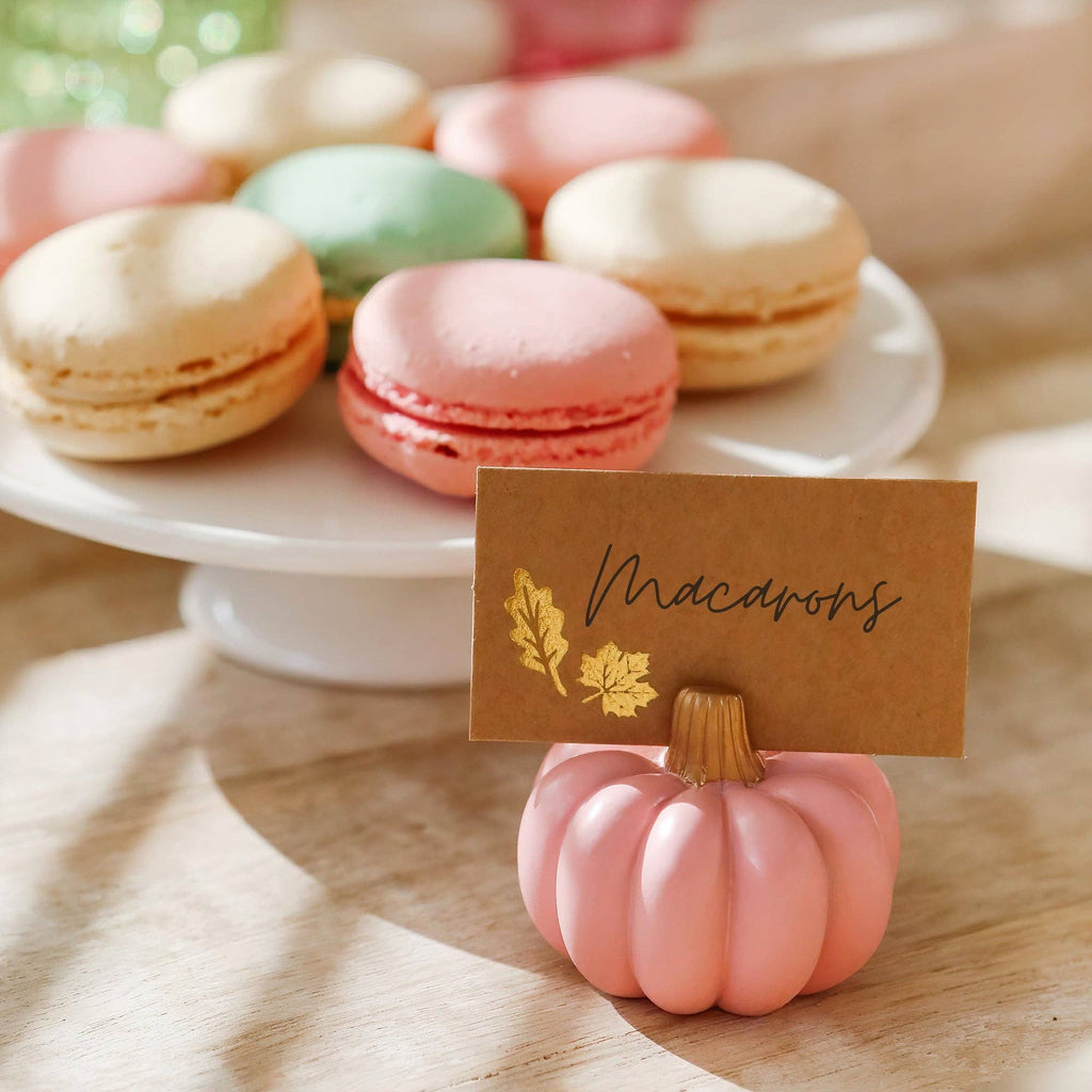 Burgundy & Blush Pink Pumpkin Place Card Holders – Set of 6