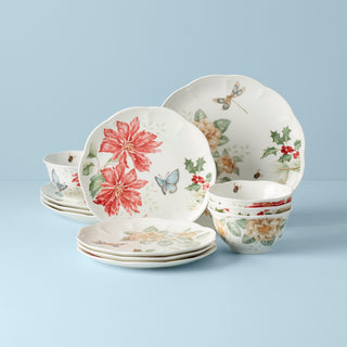 Lenox Butterfly Meadow Holiday 12-Piece Dinnerware Set, porcelain