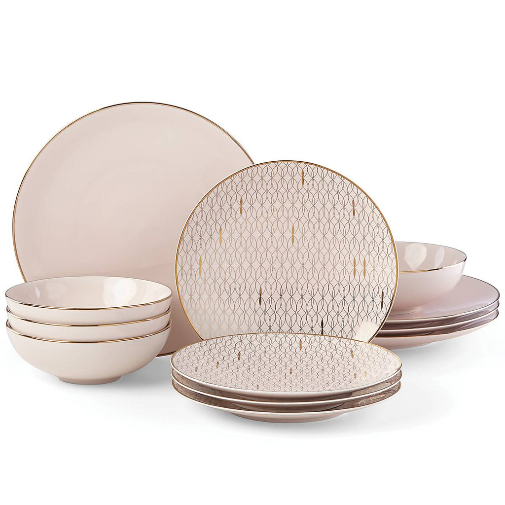 Lenox Trianna Blush 12-Piece Dinnerware Set, porcelain