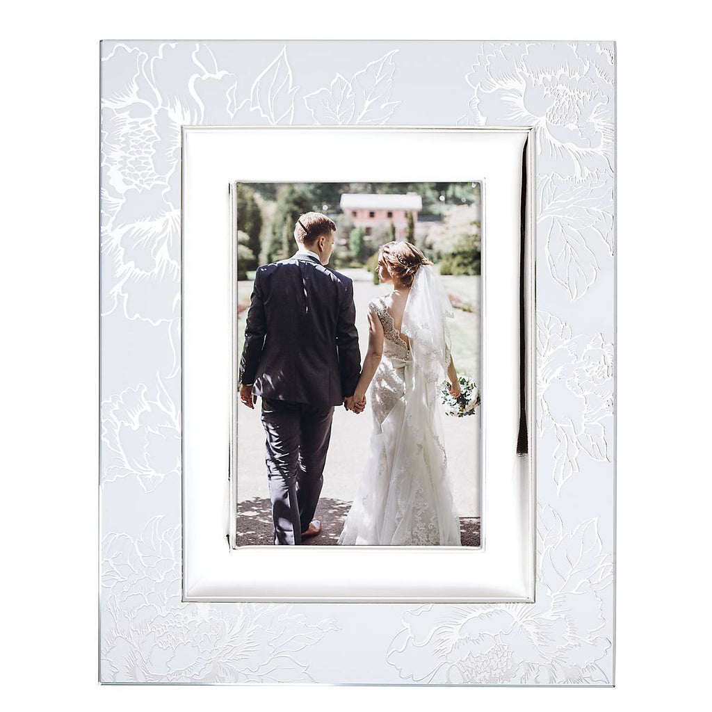 Lenox Silver Peony 5x7 Photo Frame, silverplate/stamped steel