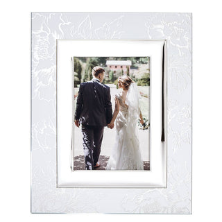 Lenox Silver Peony 5x7 Photo Frame, silverplate/stamped steel