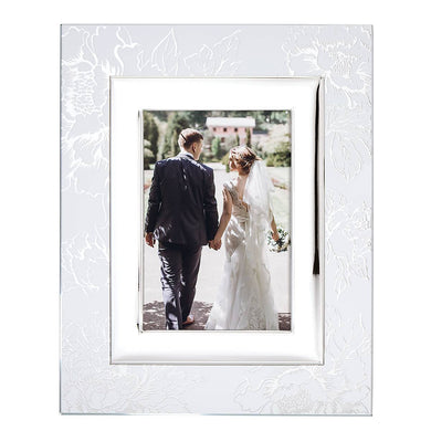 Lenox Silver Peony 5x7 Photo Frame, silverplate/stamped steel