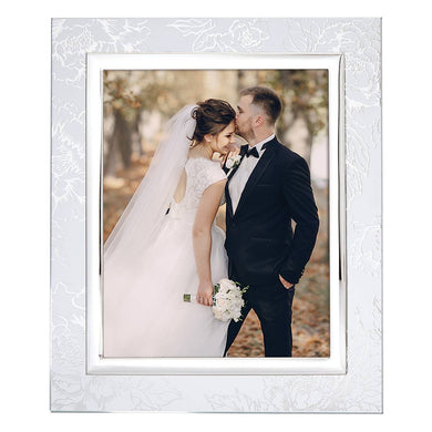 Lenox Silver Peony 8x10 Photo Frame, silverplate/stamped steel